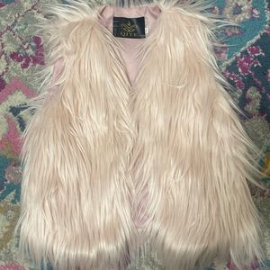 Girls light pink fur vest
